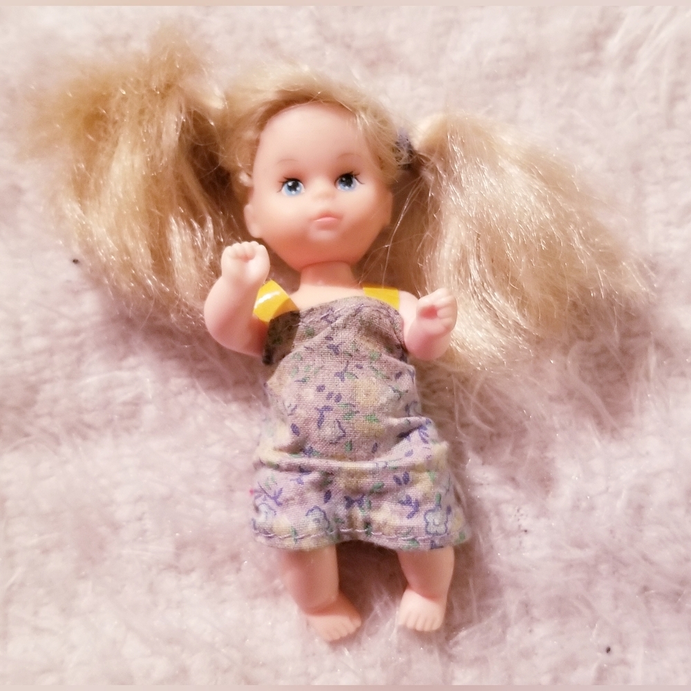 90s Steffi Simba Miniature Baby Doll with Overalls Vintage